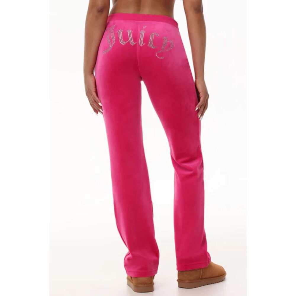 Juicy Couture Velour Joggers Pink Rhinestone Logo Y2K Sweatpants Women M
